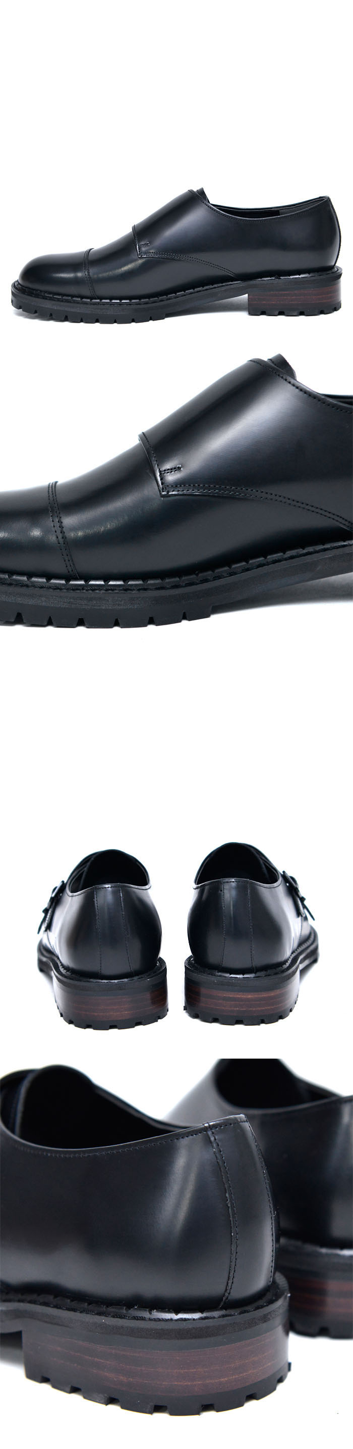 double monk black shoes